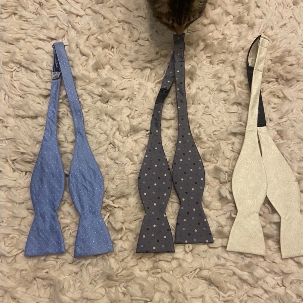 The Tie Bar Blue, Gray, and Cream Bow Ties - Picture 3 of 4
